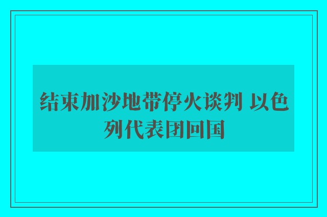 结束加沙地带停火谈判 以色列代表团回国