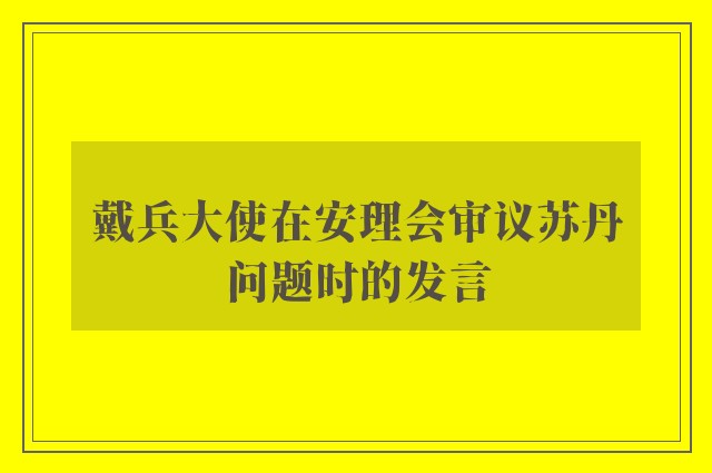 戴兵大使在安理会审议苏丹问题时的发言