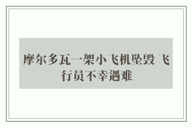 摩尔多瓦一架小飞机坠毁 飞行员不幸遇难