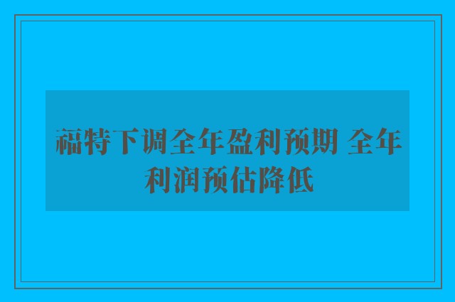 福特下调全年盈利预期 全年利润预估降低