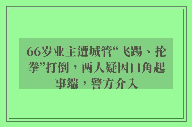 66岁业主遭城管“飞踢、抡拳”打倒，两人疑因口角起事端，警方介入