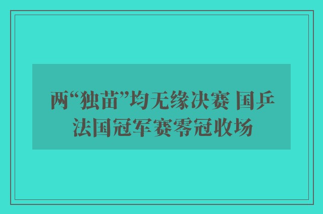 两“独苗”均无缘决赛 国乒法国冠军赛零冠收场