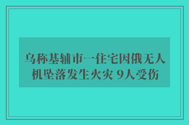 乌称基辅市一住宅因俄无人机坠落发生火灾 9人受伤