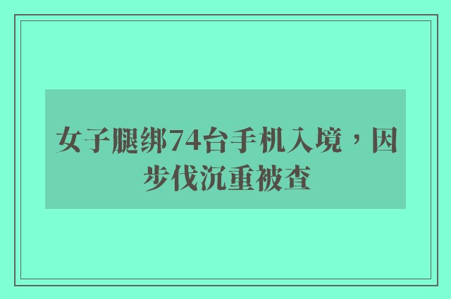 女子腿绑74台手机入境，因步伐沉重被查