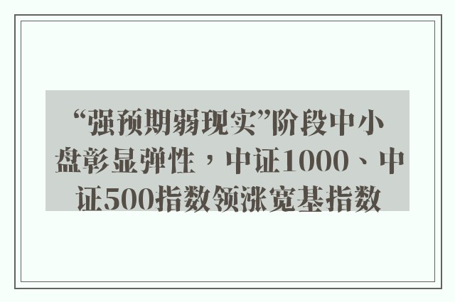 “强预期弱现实”阶段中小盘彰显弹性，中证1000、中证500指数领涨宽基指数