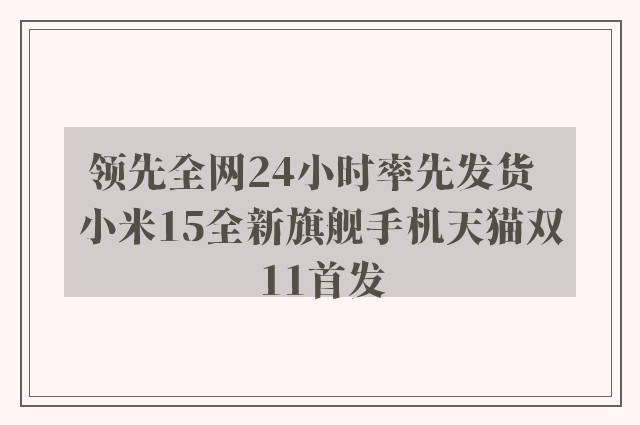 领先全网24小时率先发货  小米15全新旗舰手机天猫双11首发