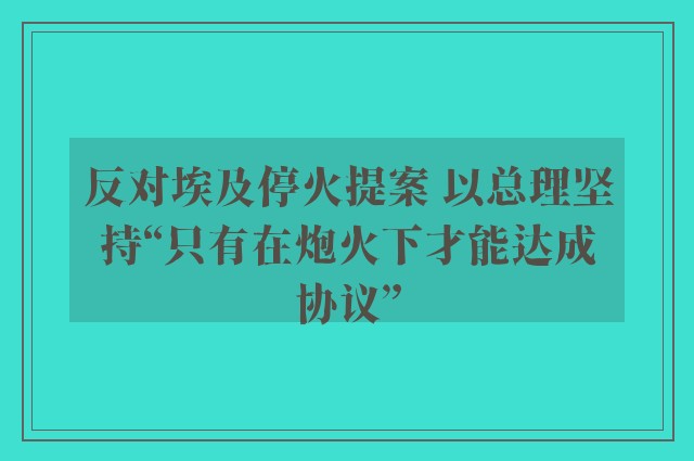 反对埃及停火提案 以总理坚持“只有在炮火下才能达成协议”