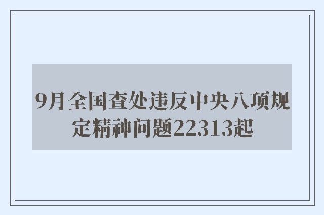 9月全国查处违反中央八项规定精神问题22313起