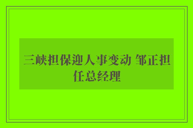 三峡担保迎人事变动 邹正担任总经理