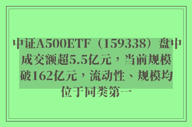 中证A500ETF（159338）盘中成交额超5.5亿元，当前规模破162亿元，流动性、规模均位于同类第一