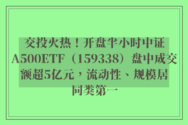 交投火热！开盘半小时中证A500ETF（159338）盘中成交额超5亿元，流动性、规模居同类第一