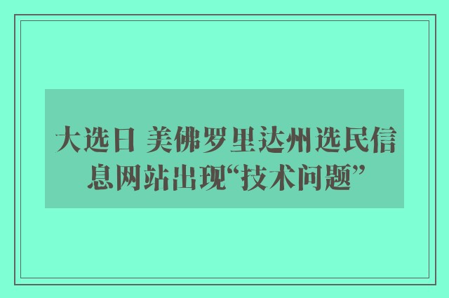 大选日 美佛罗里达州选民信息网站出现“技术问题”