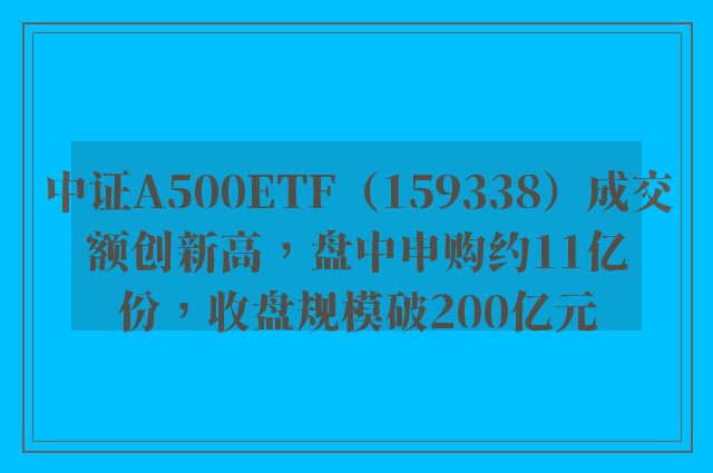 中证A500ETF（159338）成交额创新高，盘中申购约11亿份，收盘规模破200亿元