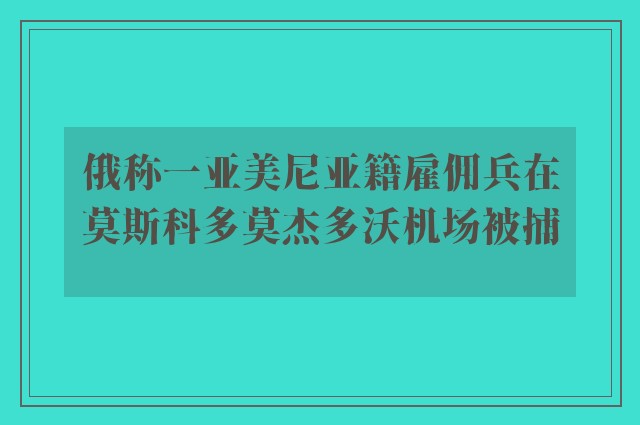 俄称一亚美尼亚籍雇佣兵在莫斯科多莫杰多沃机场被捕