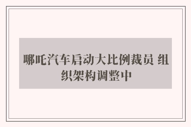 哪吒汽车启动大比例裁员 组织架构调整中