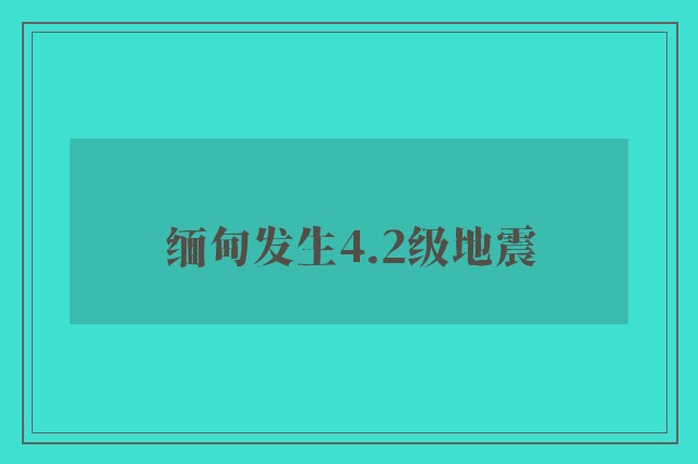 缅甸发生4.2级地震