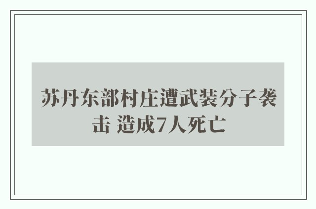 苏丹东部村庄遭武装分子袭击 造成7人死亡