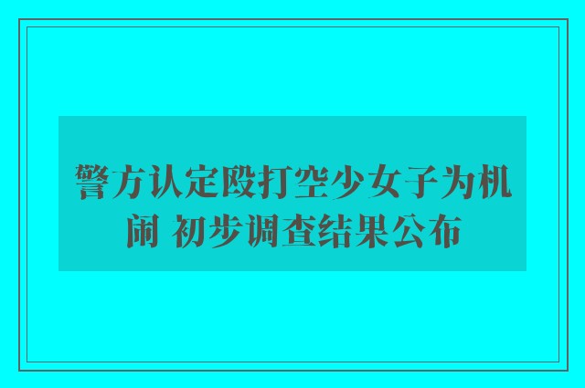 警方认定殴打空少女子为机闹 初步调查结果公布