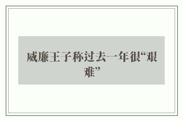 威廉王子称过去一年很“艰难”