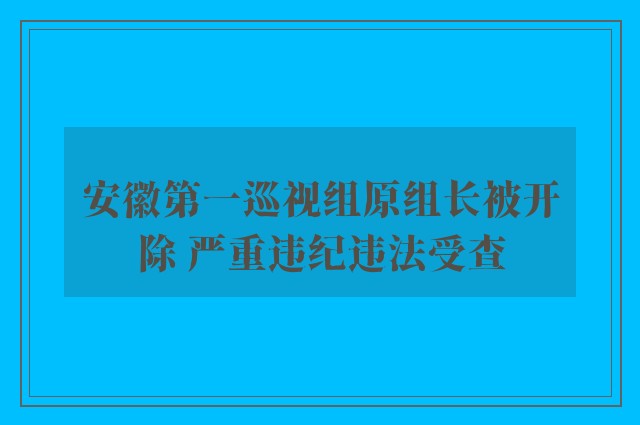 安徽第一巡视组原组长被开除 严重违纪违法受查