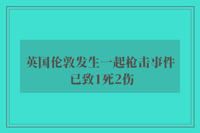 英国伦敦发生一起枪击事件 已致1死2伤