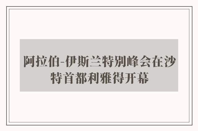 阿拉伯-伊斯兰特别峰会在沙特首都利雅得开幕