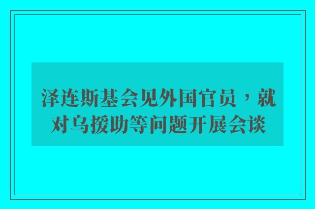 泽连斯基会见外国官员，就对乌援助等问题开展会谈