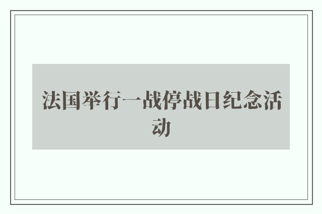 法国举行一战停战日纪念活动