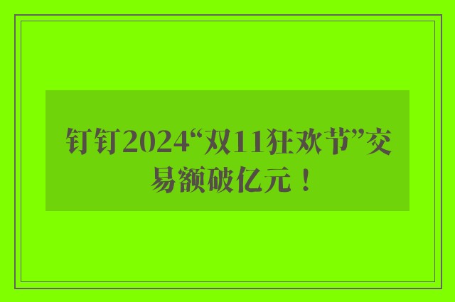 钉钉2024“双11狂欢节”交易额破亿元！