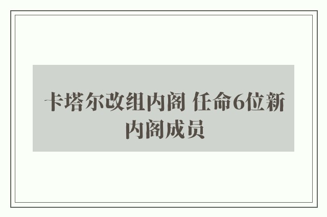 卡塔尔改组内阁 任命6位新内阁成员