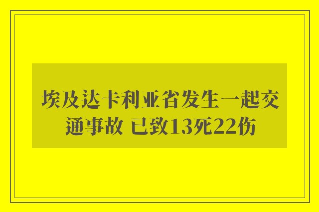 埃及达卡利亚省发生一起交通事故 已致13死22伤