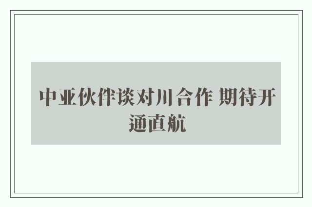 中亚伙伴谈对川合作 期待开通直航