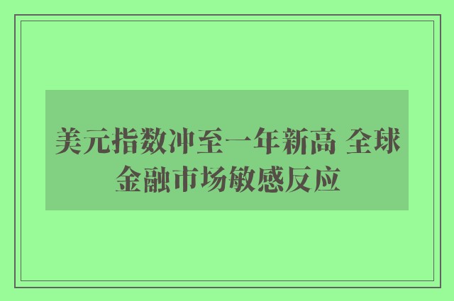 美元指数冲至一年新高 全球金融市场敏感反应