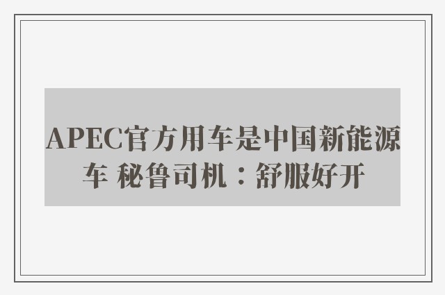 APEC官方用车是中国新能源车 秘鲁司机：舒服好开