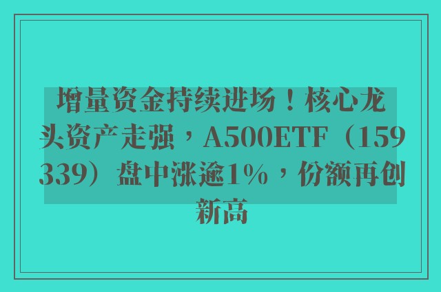 增量资金持续进场！核心龙头资产走强，A500ETF（159339）盘中涨逾1%，份额再创新高