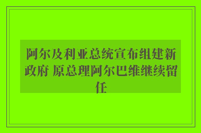 阿尔及利亚总统宣布组建新政府 原总理阿尔巴维继续留任