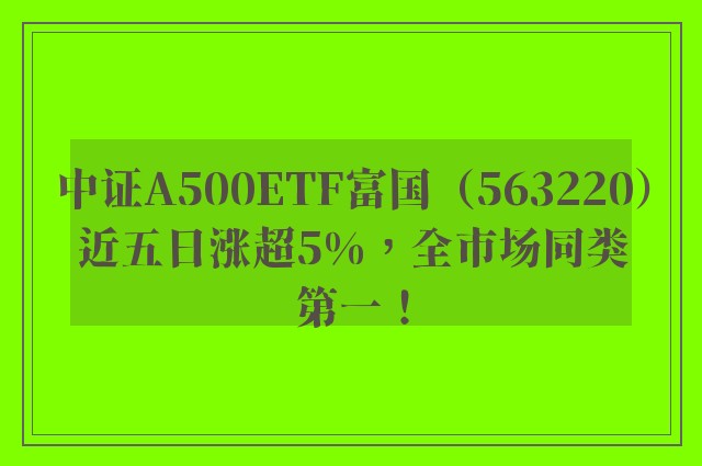 中证A500ETF富国（563220）近五日涨超5%，全市场同类第一！