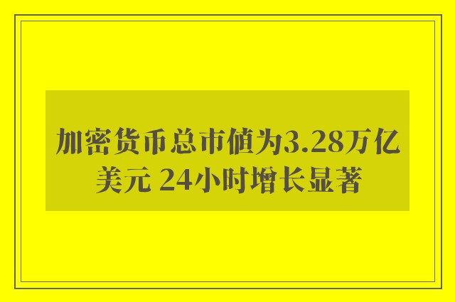 加密货币总市值为3.28万亿美元 24小时增长显著