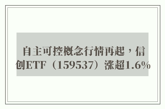 自主可控概念行情再起，信创ETF（159537）涨超1.6%