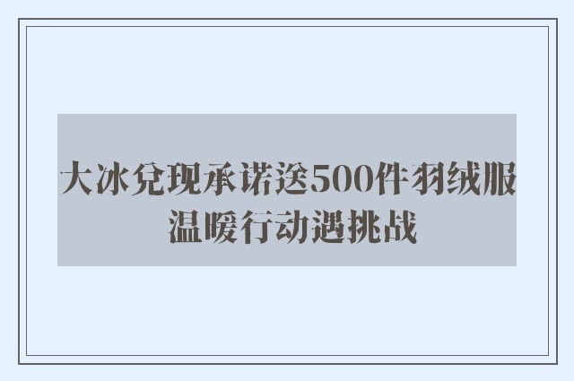 大冰兑现承诺送500件羽绒服 温暖行动遇挑战