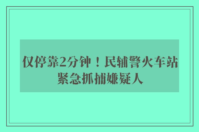 仅停靠2分钟！民辅警火车站紧急抓捕嫌疑人