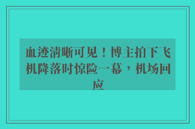 血迹清晰可见！博主拍下飞机降落时惊险一幕，机场回应