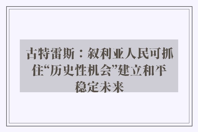 古特雷斯：叙利亚人民可抓住“历史性机会”建立和平稳定未来