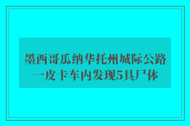 墨西哥瓜纳华托州城际公路一皮卡车内发现5具尸体