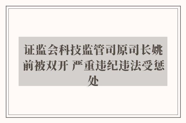 证监会科技监管司原司长姚前被双开 严重违纪违法受惩处